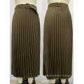 Winter Women Fleece Midi Length Pleated Skirt